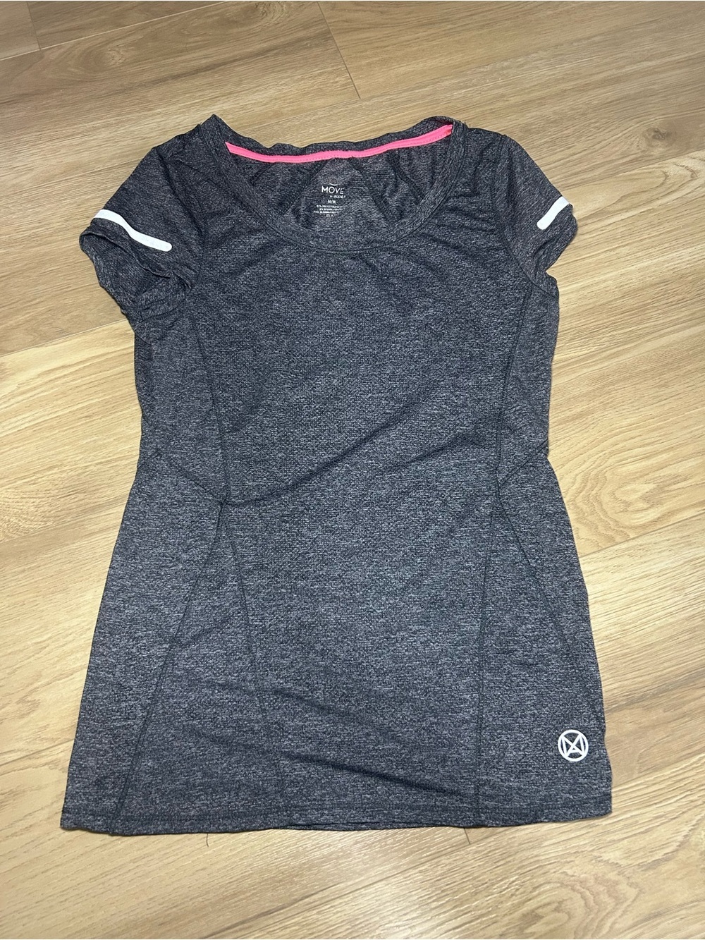 Ardene Dark Gray Short Sleeve Athletic Tee with Pink Accent